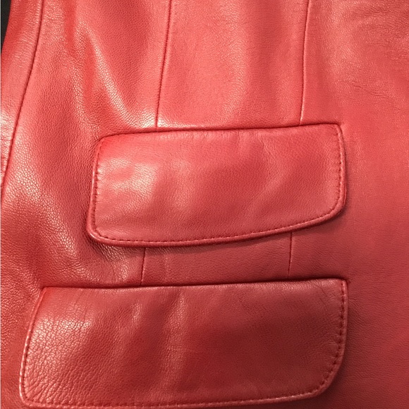 Deep red leather Calvin Klein Blazer. - Picture 5 of 6